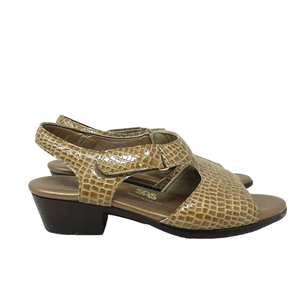 SAS Tan Croc Embossed leather Women’s Sandals size: 9